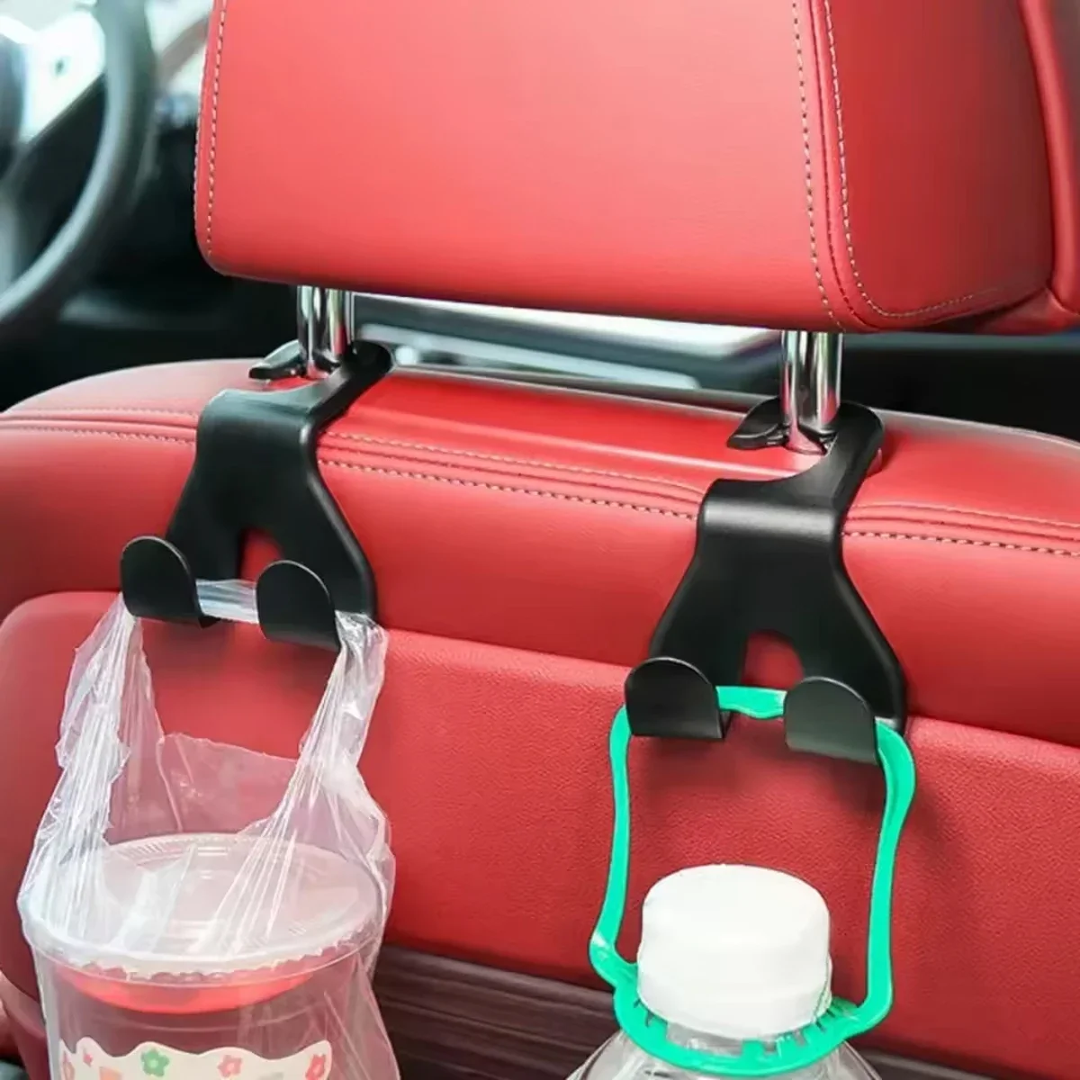 2pcs Car Rear Seat Double Head Storage Hook