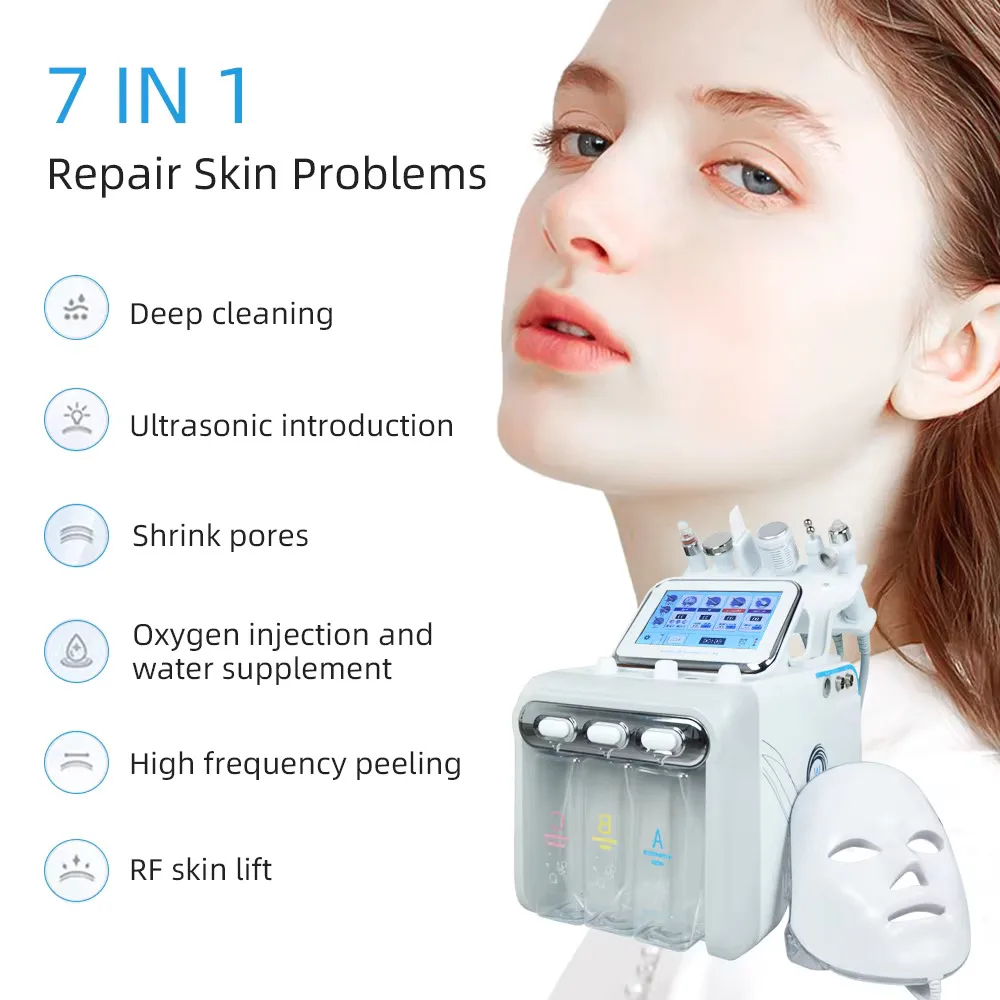 Wanic 7 in 1 Water Oxygen Small Bubble Machine Professional Hydra Water Dermabrasion Beauty Instrument