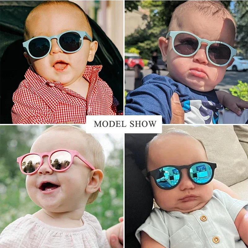 Baby's first sunglasses 400UV Polarized Round flexible With strap Ages 0-2 years