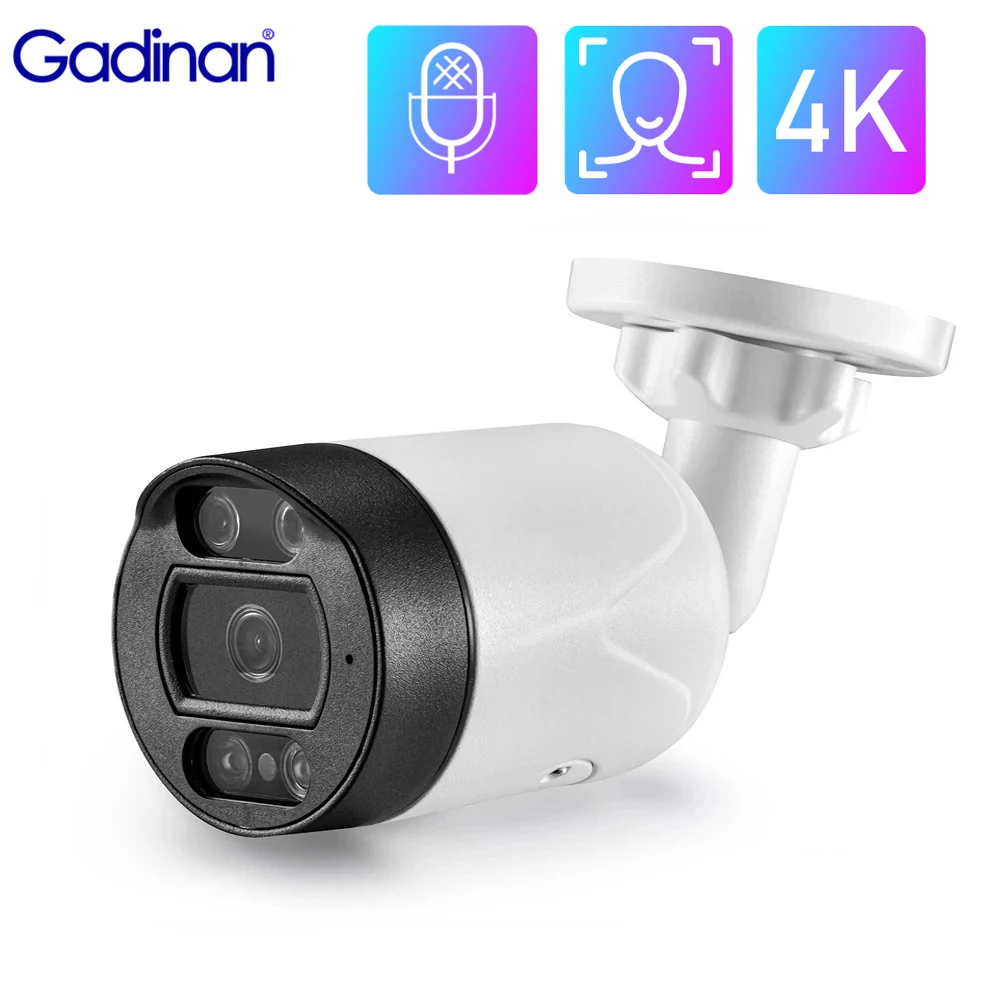 

Gadinan Ultra HD 4K 8MP POE Wired IP Camera ONVlF Outdoor CCTV Audio Record Face Detection 5MP 4MP Security Surveillance Camera