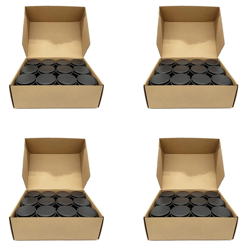 

96 шт., металлические контейнеры для свечей объемом 4 унции для изготовления свечей, декоративно-прикладного искусства, сухого хранения, черные