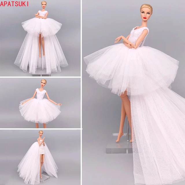 Branco puro Elegante Exclusivo Feito À Mão Boneca Vestido Para Barbie Doll  Festa Vestidos Acessórios Vestido Roupa Para 1/6 BJD Boneca - AliExpress