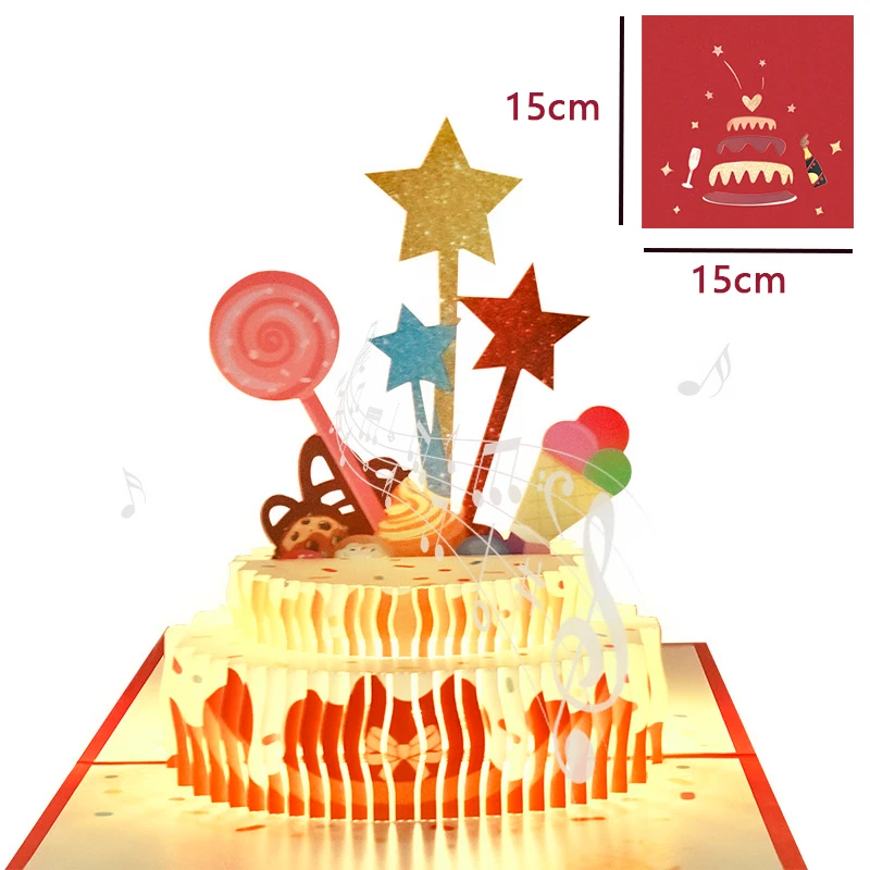 Carte Anniversaire 3D,Carte Pop Up Anniversaire,Carte D'Anniversaire Musique Avec Enveloppe