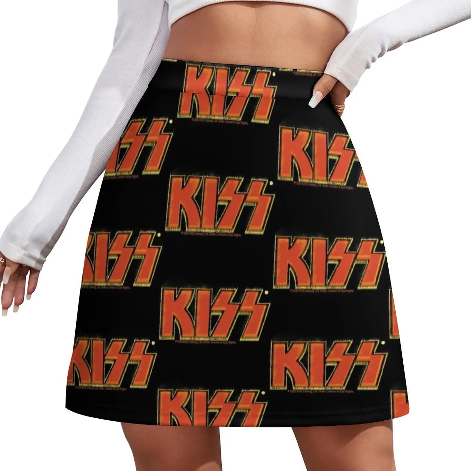 

kiss the band burn text style logo/vintage Mini Skirt new in clothes fairy core Miniskirt