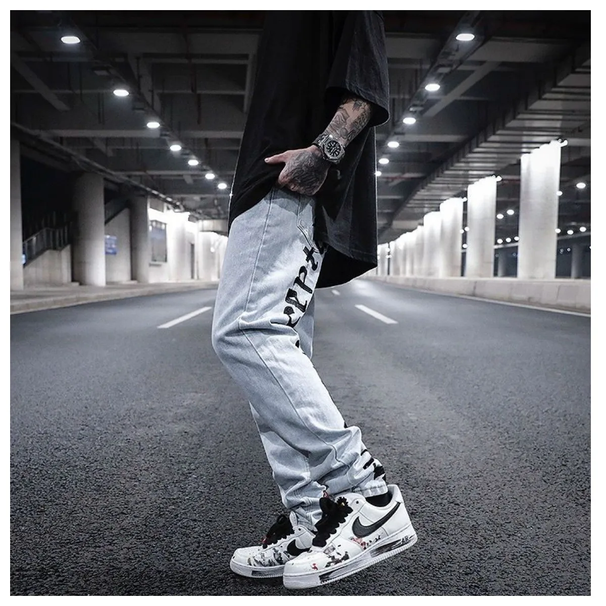 Blue Jeans Baggy Pants Embroidered Streetwear Men Women's Woman Hip Hop Trousers Man Casual Y2k Jean Trendyol Tendance Men's