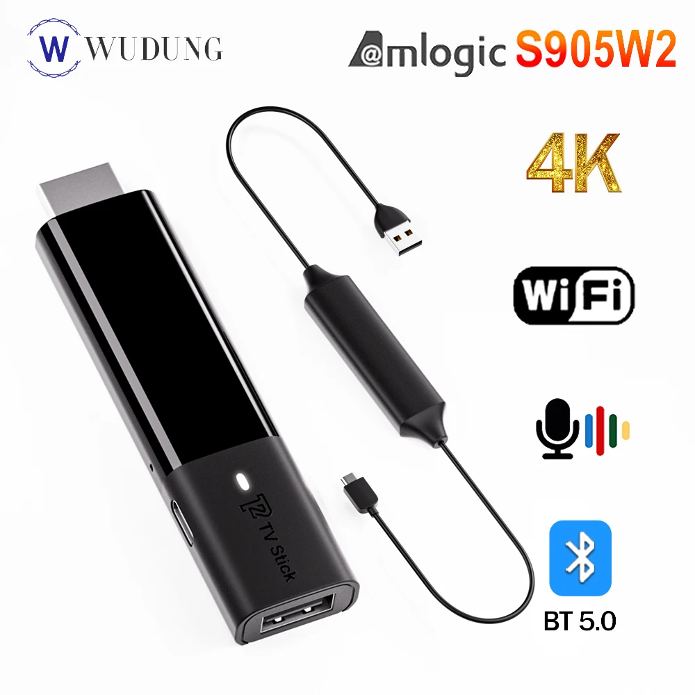 Mini T2 4K HD BT5.0 TV Stick Android 11 Amlogic S905W2 2.4G Wifi TV Dongle 3D 2.4G WIFI 2G 16G Smart Global Version Media Player
