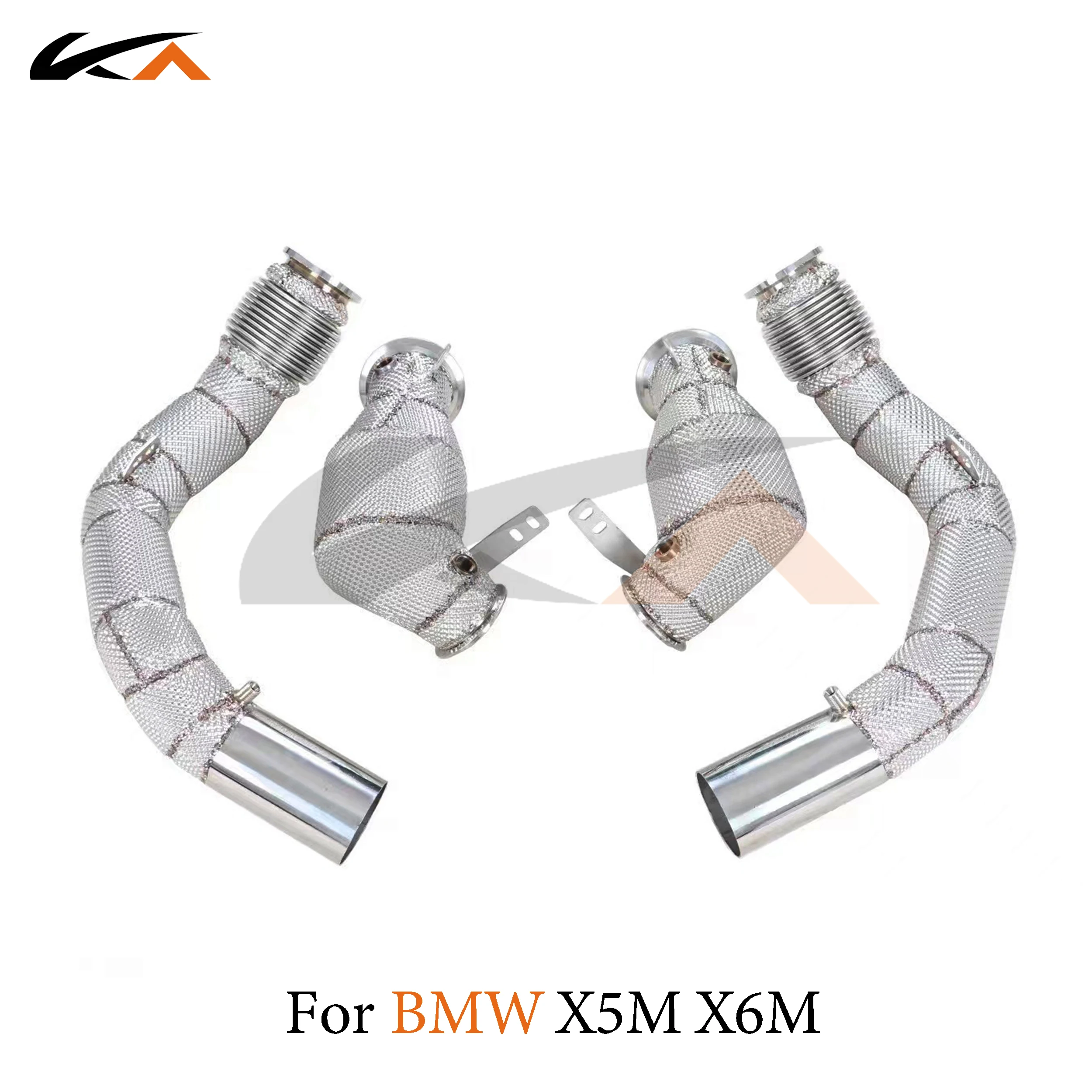 KA 튜닝 다운파이프 배기 스테인레스 스틸 헤더, BMW X5M X6M F85 F86 4.4T 퍼포먼스, 자동차 부품 열 차폐 촉매