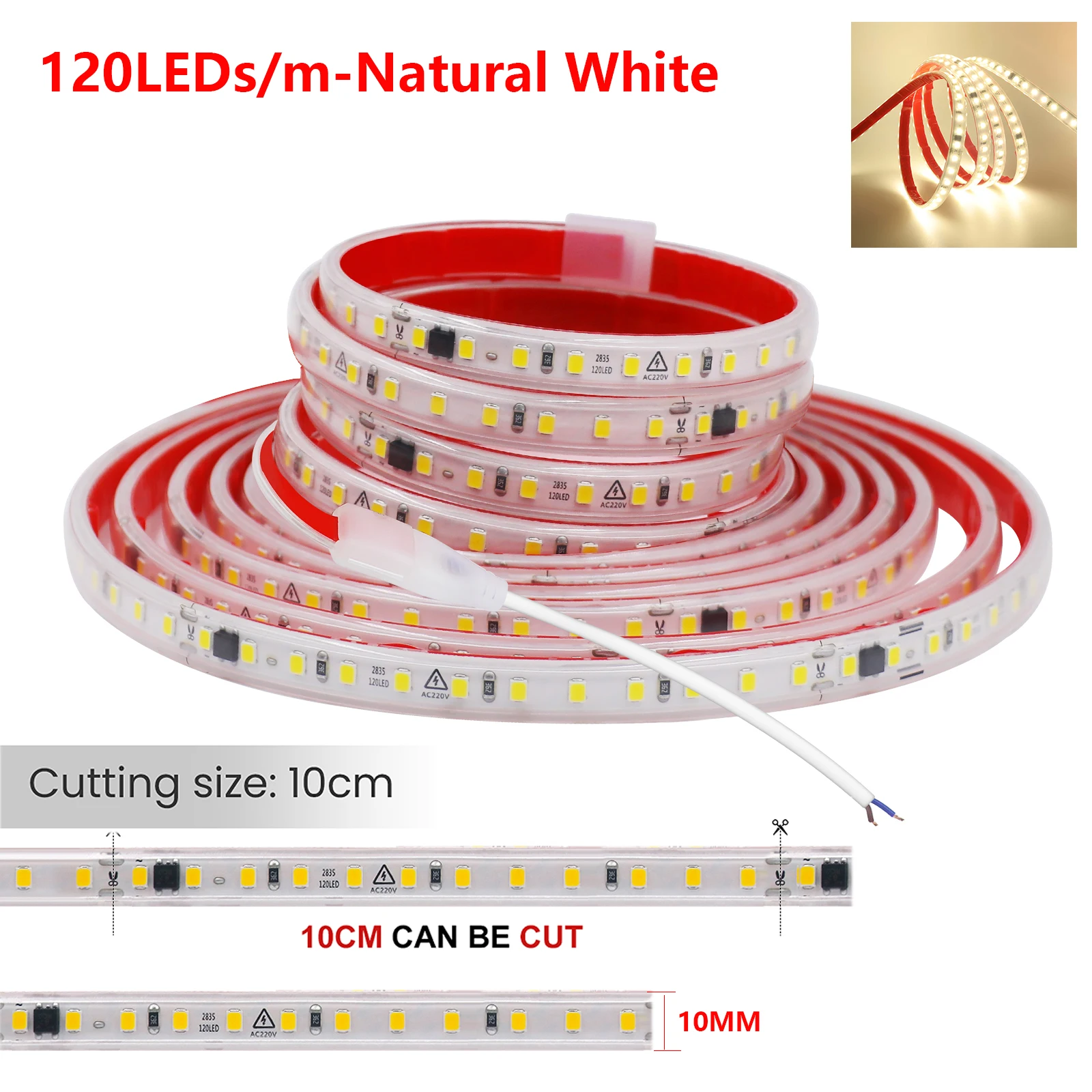 ตัวเลือกสินค้า แถบไฟ LED ยืดหยุ่น กันน้ำ ตัดได้ 2835 120 LED/m