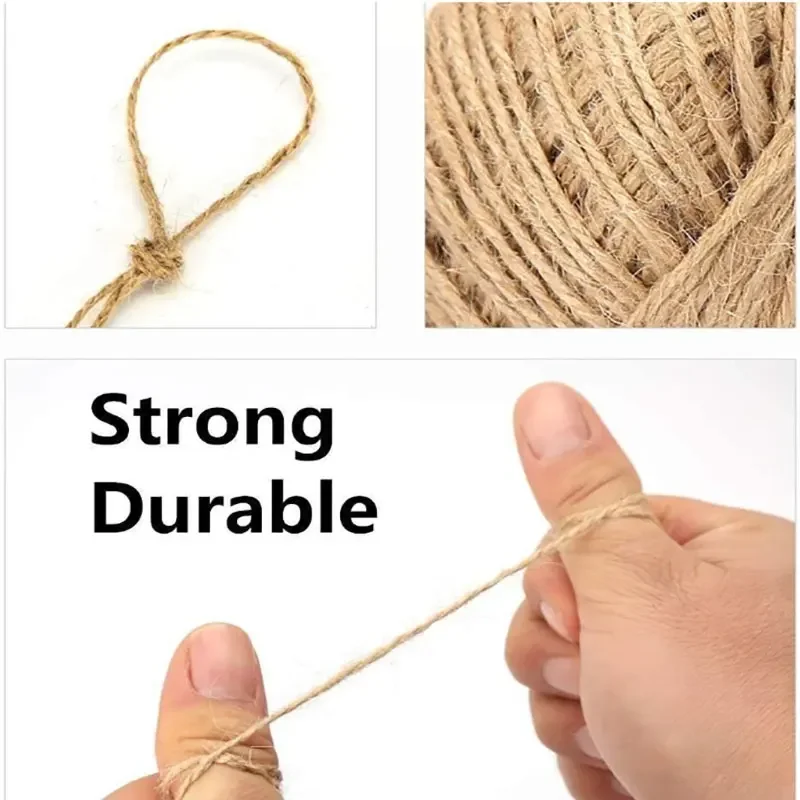 50/100Meters Jute Rope Roll Natural Vintage Christmas Gift Wrapping Cord Wedding Home Decoration Birthday Party DIY Crafts