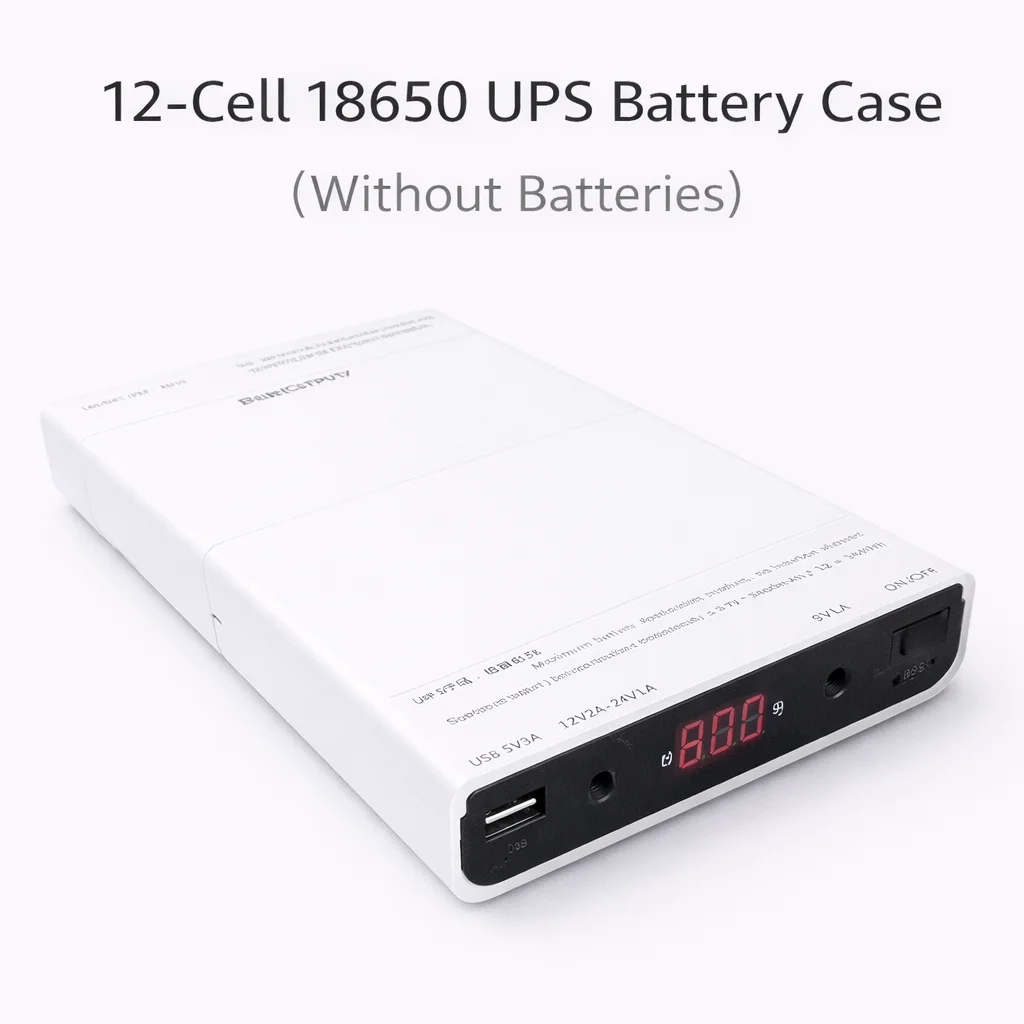 12×18650 셀용 DIY UPS 전원 공급 장치 상자, 5V 9V 12-24V 조정 가능한 출력, 공구가 필요 없는 조립 배터리 케이스, 배터리 없음
