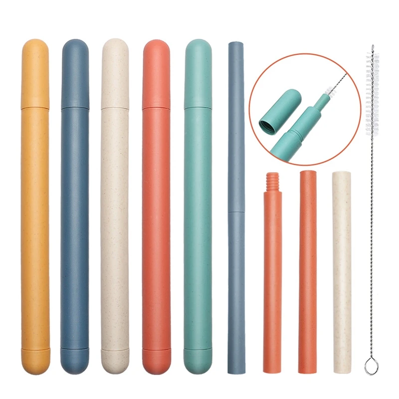 Reusable Food Grade Silicone Straws Straight Drinking Straw With Cleaning Brush Set Party Bar accessory drinking straws
