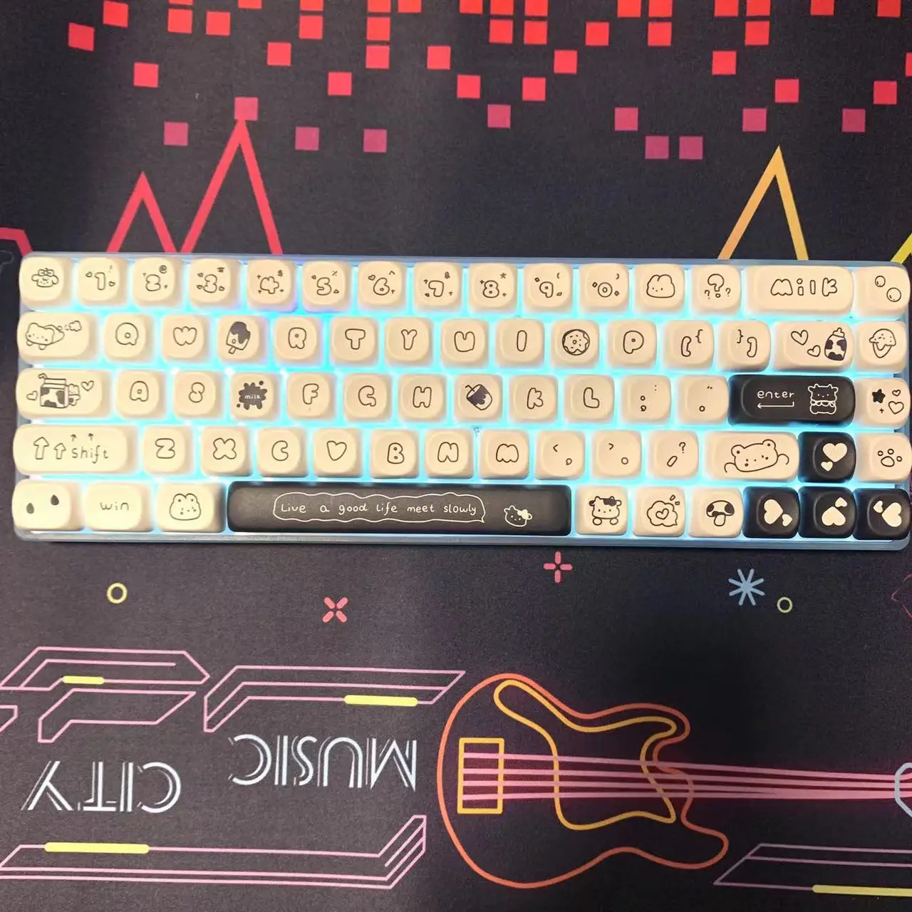 do gato, teclado mecânico, interruptor cereja 64,
