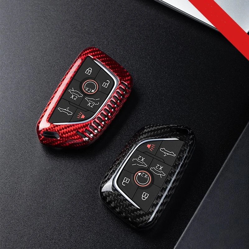 Real Carbon Fiber Car Key Case Cover For Chevy Chevrolet Corvette C8 Coupe 7 Button Z51 2020 2021 Remote Key Holder