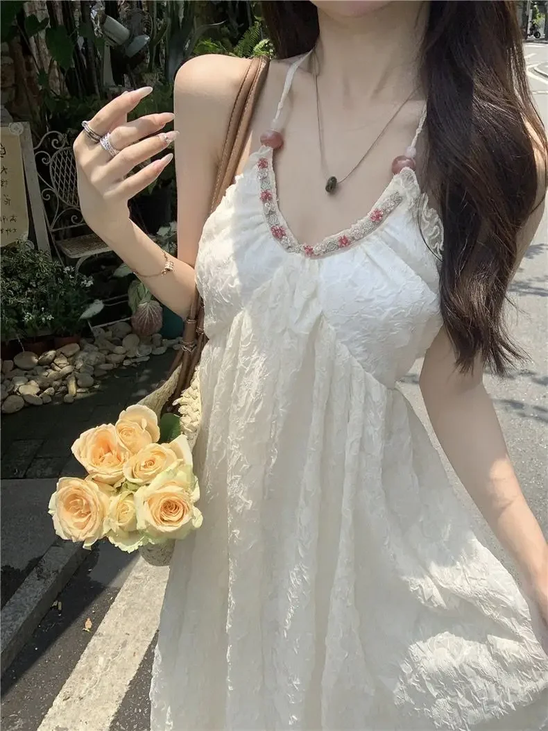 

Pure Desire Style Halter Chiffon Dress Women's Summer Seaside Vacation French Backless Dress High Sense Fairy Dress