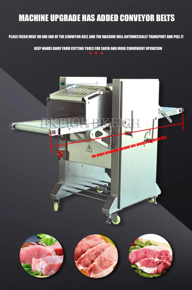 Description Picture 5 of itemCommercial Electric Pork Skinning Machine With Conveyor Belt Type Adjustable Thickness Multi-functional Skinning Machine For Por
