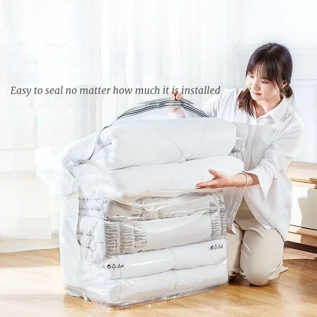 1pc Transparent Vacuum Compression Storage Bag With Large Capacity For  Clothes, Blankets, Etc.