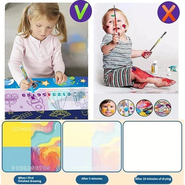 100x80cm Water Doodle Mat Magic Drawing Doodling Mat Coloring Mat Drawing Board Educational Toys for 2-7 Years Old Boys and Girl 4