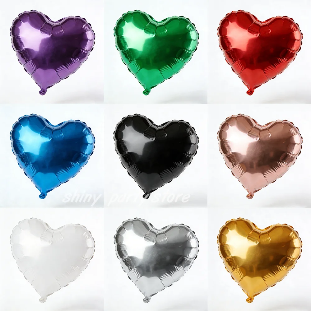 6 Stück 18 Zoll Herz Aluminium-Membranballons Hochzeitsdekoration Valentinstag Roségold Grün Silber Rot LOVE Heliumballon