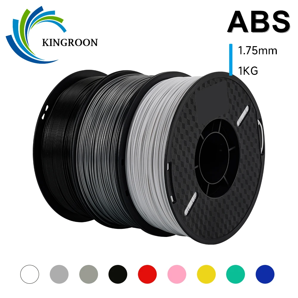 KINWords-Filament ABS pour imprimante 3D, matériau d'impression 3D, haute résistance, ingénierie, noir, blanc, gris, 1kg, 1.75mm