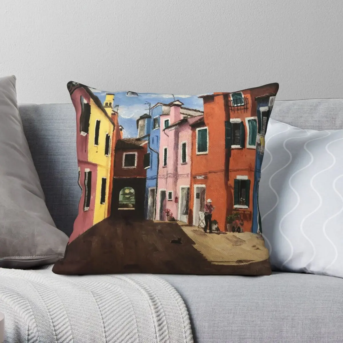 Наволочка Burano из полиэстера и льна, бархатная креативная декоративная Декоративная Подушка на молнии, чехол для дивана, подушки 45x45