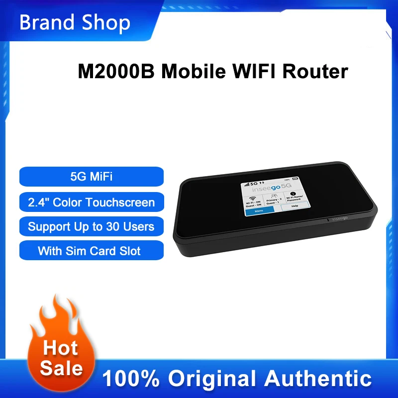 

5G WIFI Router Inseego M2000B Hotspot Pocket 2.5 Gbps Down 316 Mbps Up Portable Modem Network Signal Repeater With Sim Card Slot