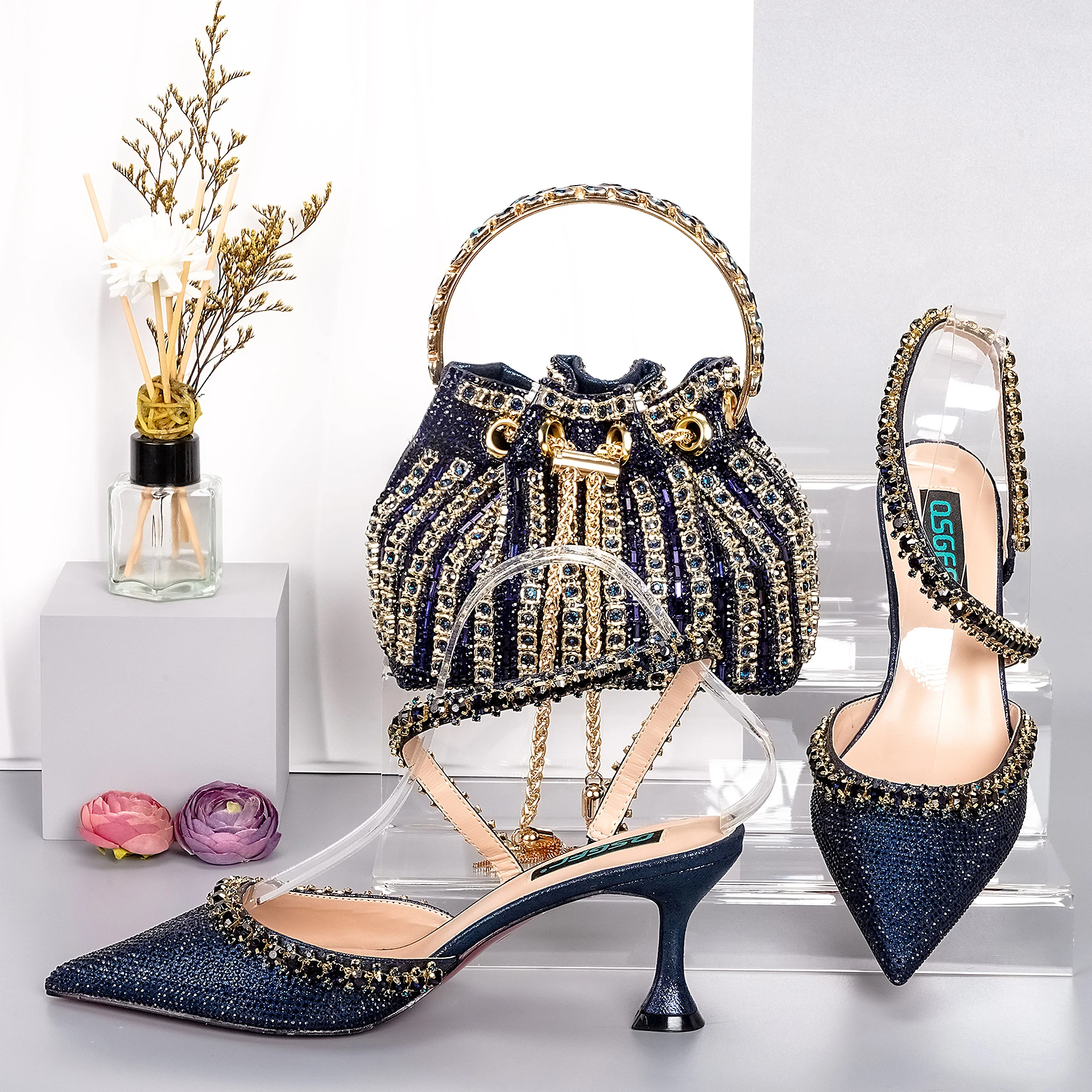 

Doershow beautiful style Italian Shoes With Matching Bags African Women Shoes and Bags Set For Prom Party Summer Sandal HGG1-27