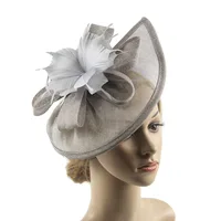 Lady Fascinators Pillbox Hat, Flower Headband with Hair Clip, Cocktail Tea Party Headwear with Veil and Feather for Women 6