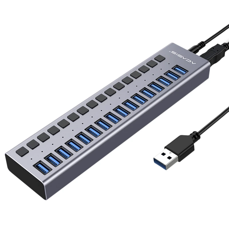 

Многофункциональный расширительный разветвитель ACASIS, 16 портов, USB 3,0, 5 Гбит/с, с выключателем, адаптер питания 12 В, а для ноутбуков и ПК