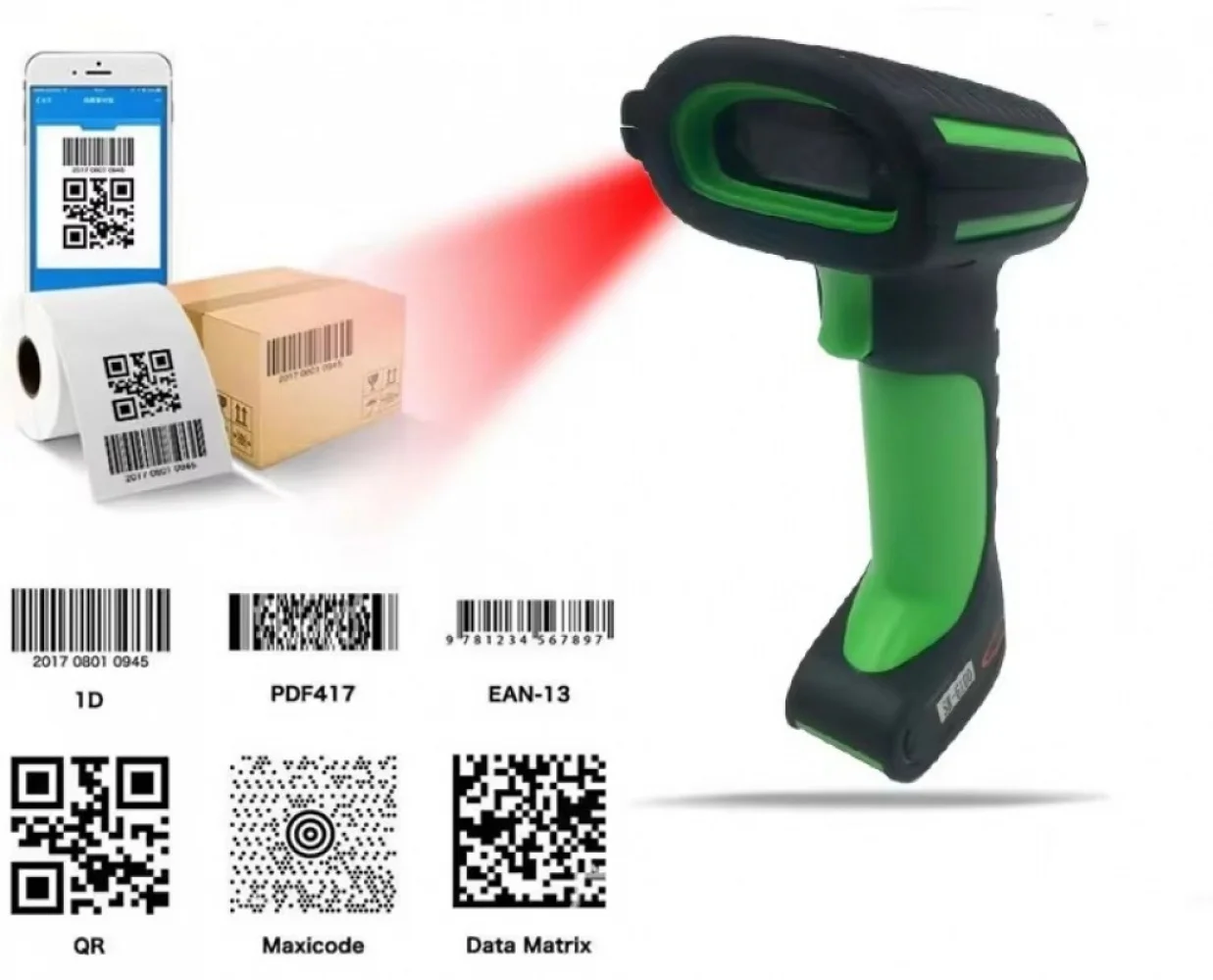Wireless 2.4G Industrial 2D Barcode Scanner IP65 DPM Shock Proof extra High Performance