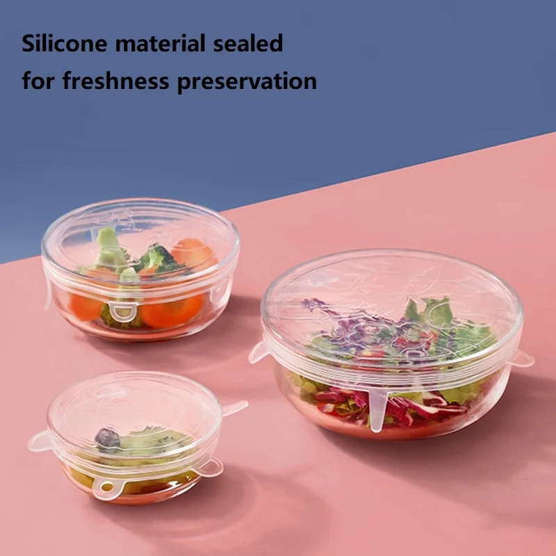 Silicone Stretch Lids Silicone Kitchen Utensils 6pcs Reusable For Food Bowls Multifunctional Fruit And Vegetable Fresh-Keeping Cover