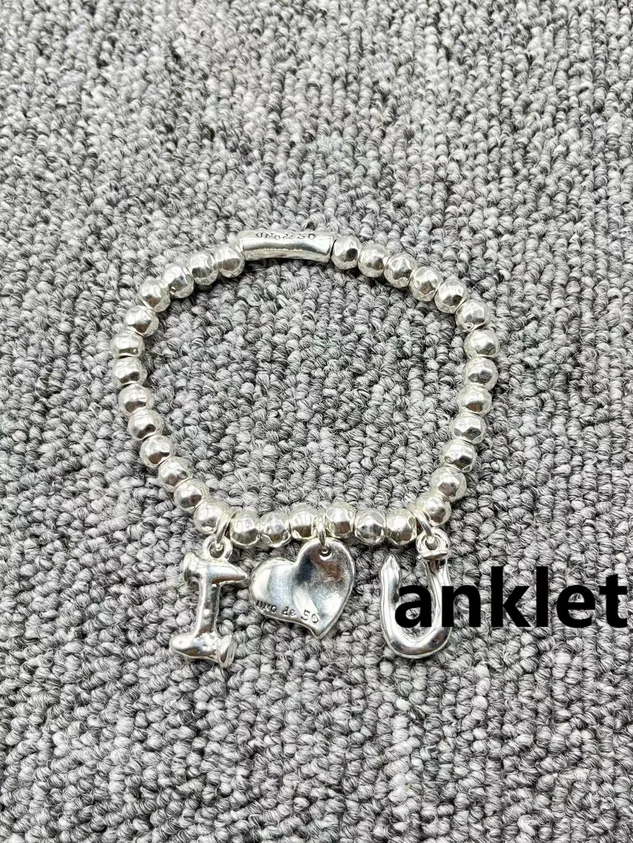 

Нишевой ножной браслет из Европы и Соединенных Штатов, Испания, UNO de 50, все, бисеры, я люблю тебя, посеребренный Дамский подарок на день Святого Валентина