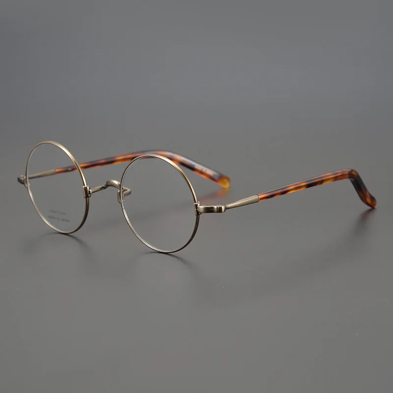 

Zerosun Titanium Reading Glasses Men Anti Blue Round Bronze Eyeglasses Frame Male Women Small Nerd Spectacles for Prescription