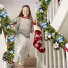 Christmas Garland with Lights Prelit Christmas Garland 9Ft Artificial Led Lights Battery Operated Red Garland Decoration Flower 4