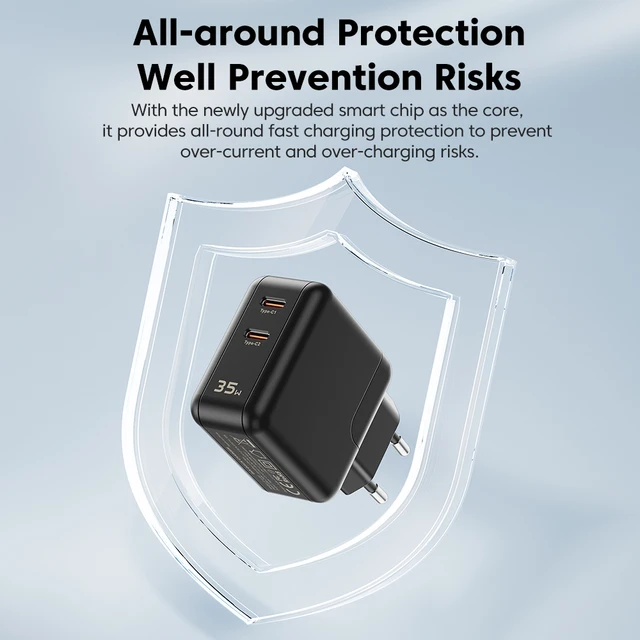 Toocki USB GaN Charger 35W Fast Charge Charger Type C PD 3.0 Quick Charge For iPhone 14 13 12 11 Pro Max USB C Charger Adapter 6