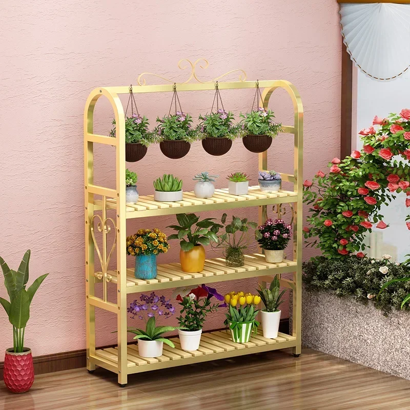 Tiered Metal Plant Shelf Floor Hanging Flower Plant Shelf Furniture
