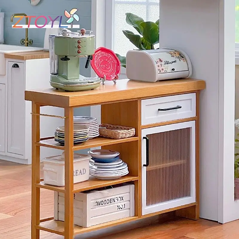

1:12 Dollhouse Miniature Table Desk Cooking Table Storage Rack Furniture Home Model Decor Toy Doll House Accessories
