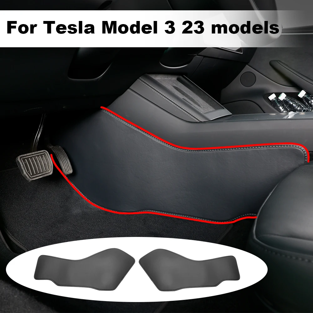 

2PCS Leather Side Defense Kick Pad For Tesla Model 3 2023 Car Central Control Protective Foot Pad Interior