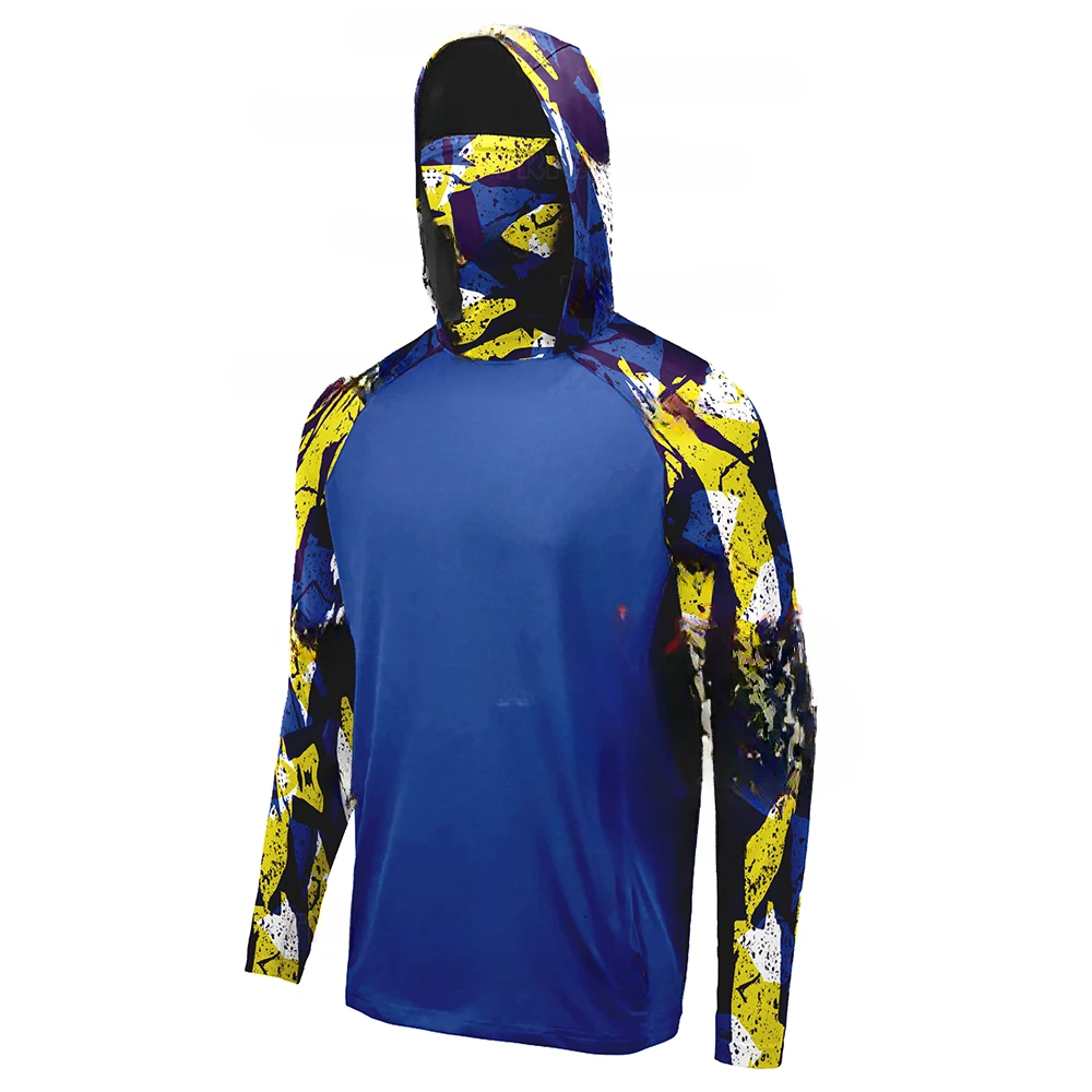 Pelagic Fishing Shirts Men's Performance Long Sleeve Hooded Angling Clothes  With Mask UV Protection Camouflage Fishing T-shirts