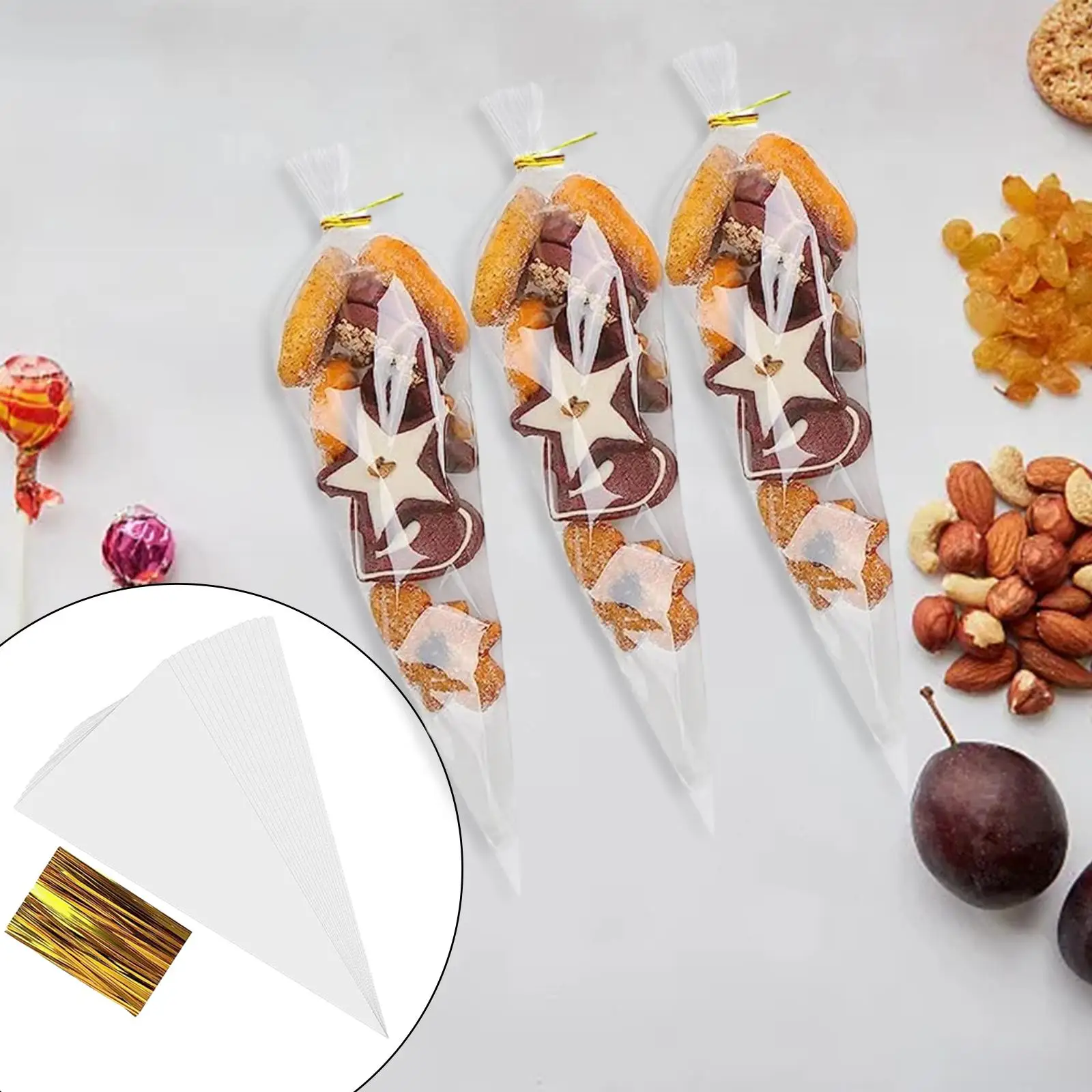 

100x Треугольные сумки с твист Галстуки домашнее печенье сладости ремесла сумки конфеты сумки для свадебной вечеринки день благодарения праздник