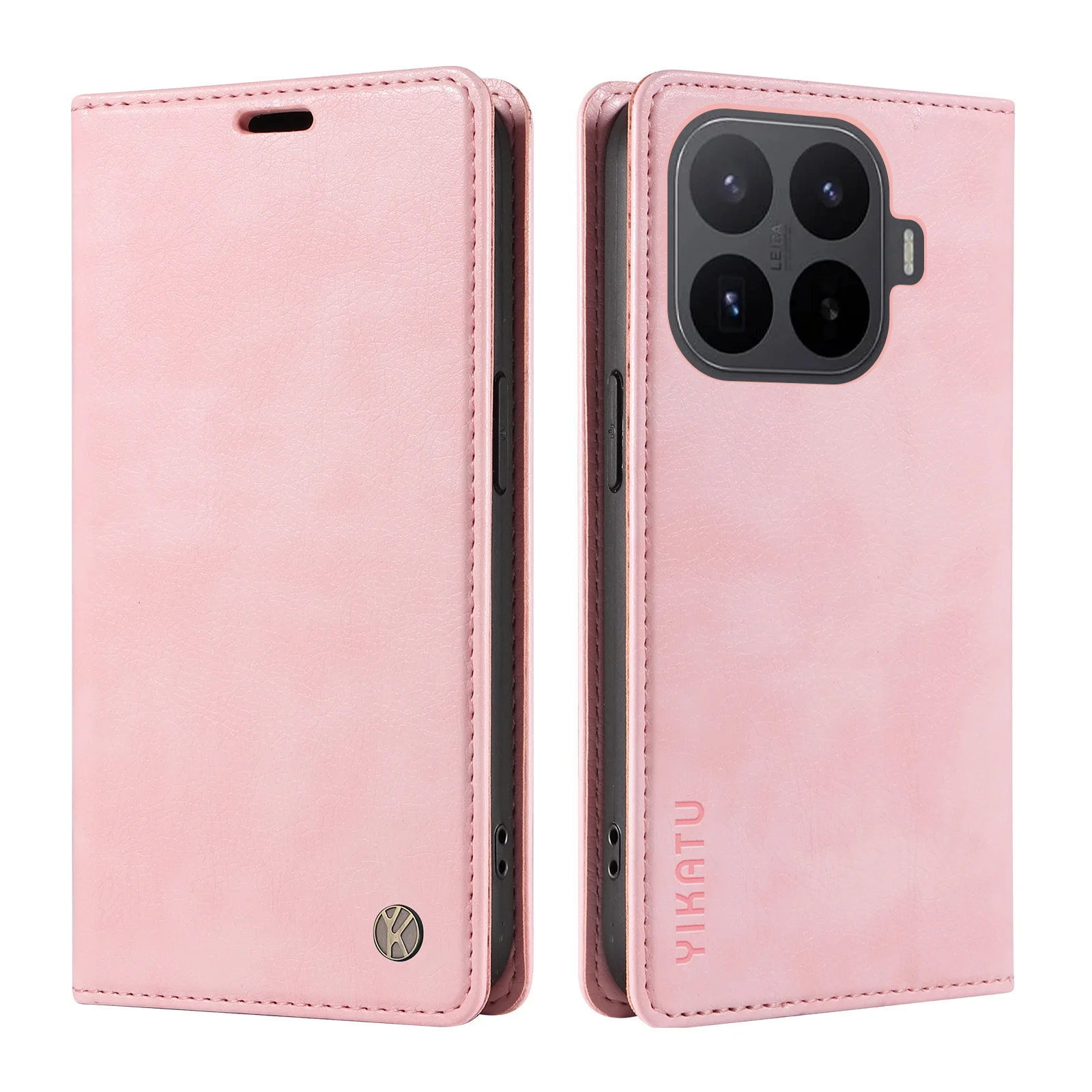 Leather Wallet with Card Holder and Magnetic Flip Phone Case - Lychee Grain Protective Cover