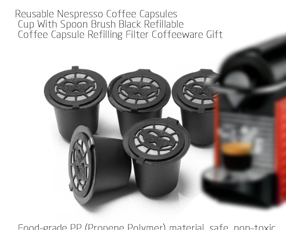 Hotaden 6pcs café cápsula de Filtro Reutilizable del café de la cápsula de la Vaina para el Filtro de café Nespresso Máquinas Recargable 