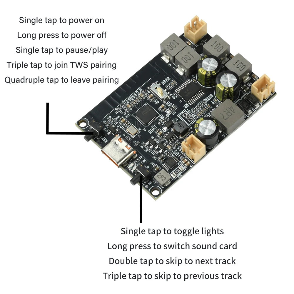 DC 5V TWS Bluetooth-Verstärkermodul 2X10W Dual-Kanal mit Bass-Verstärkung Typ-C Verstärkerplatine für DIY-Audio-Projekte – Detail 10
