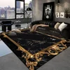 Luxury Black Golden Carpets Retro European Living Room Carpet Hotel Hall Sofa Area Floor Mat Hallway Room Doorway Large Rugs 3