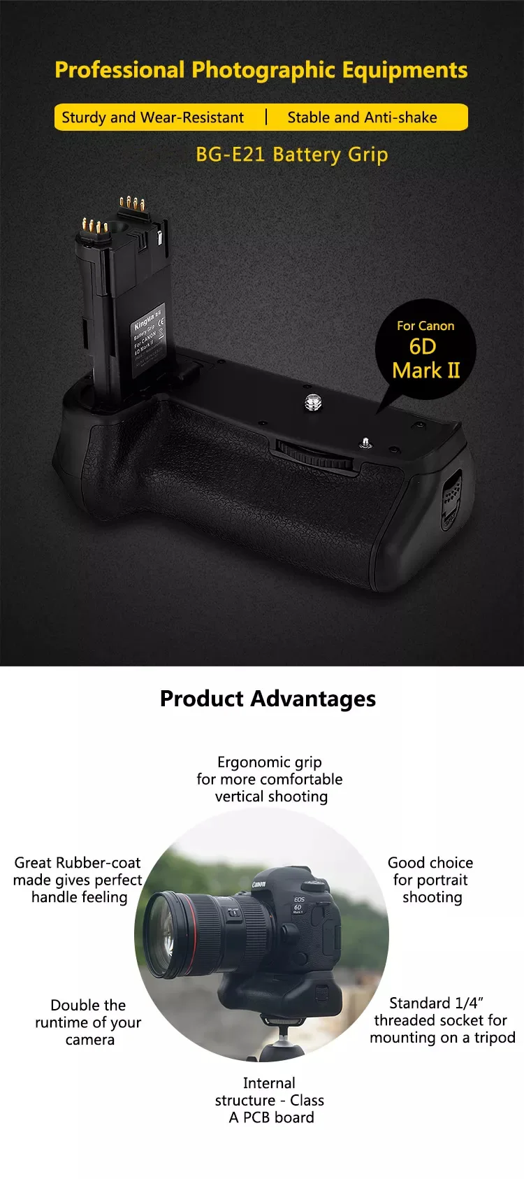 BG-E21 Battery Grip for Iconic Brand EOS 6D Mark II 6DII 6D2 6D Mark 2 LP-E6