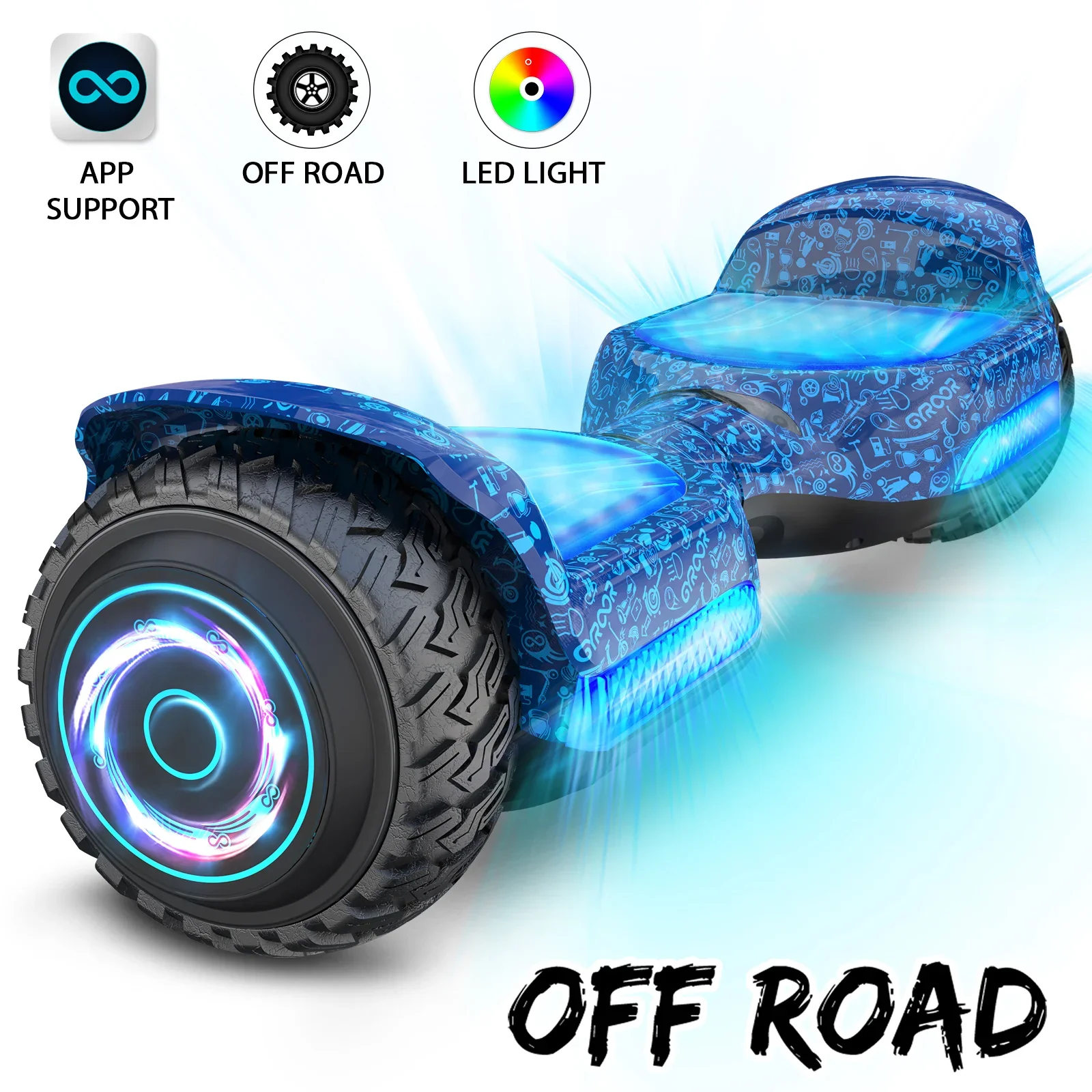 Off Road Motor LED Light Hoverboard With Chinese Battery Manufacturer 250w*2 6.5 Inch Electric Balance Smart Balance Wheel