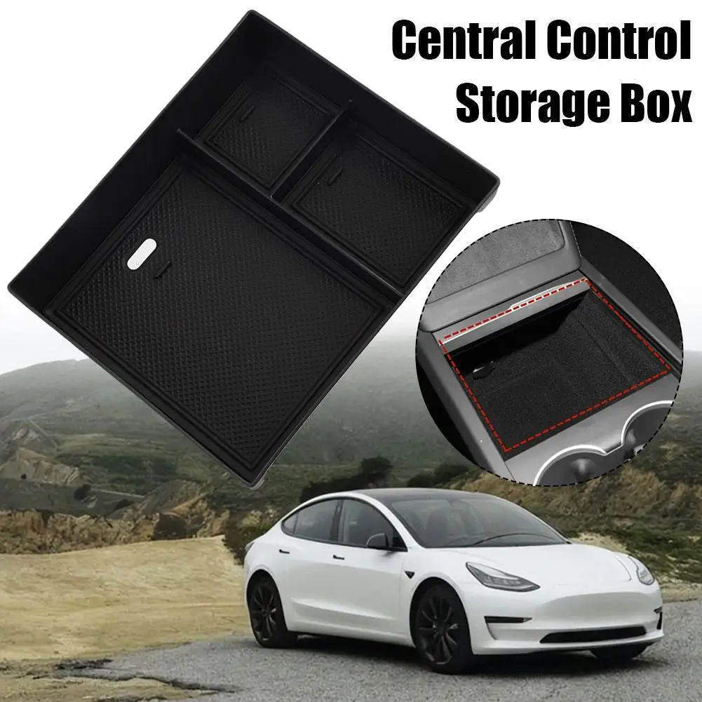 

Central Control Storage Box for Tesla Model 3 Highland 2024 Center Console Organizer Tray Storage Box Interior Parts Accessories