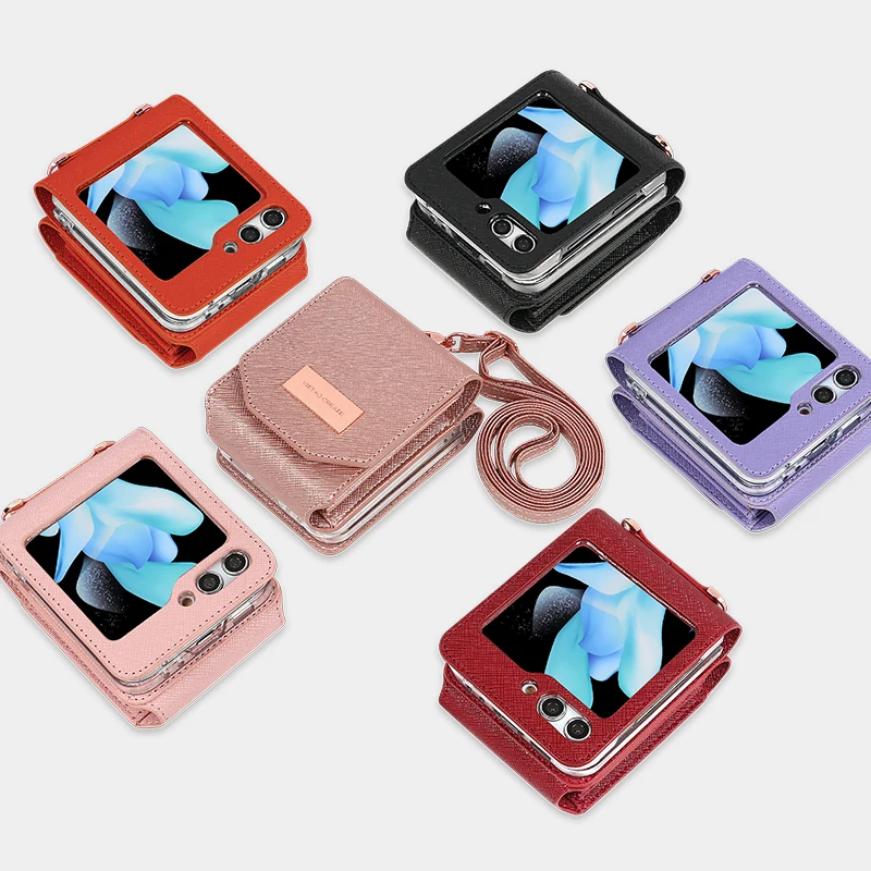 étuis de téléphone avec bandoulière lanière fentes pour cartes portefeuille pour Samsung Galaxy Z Flip 7, étui Z Flip 6, Z Flip5, Z Flip 4 3 – Image 5