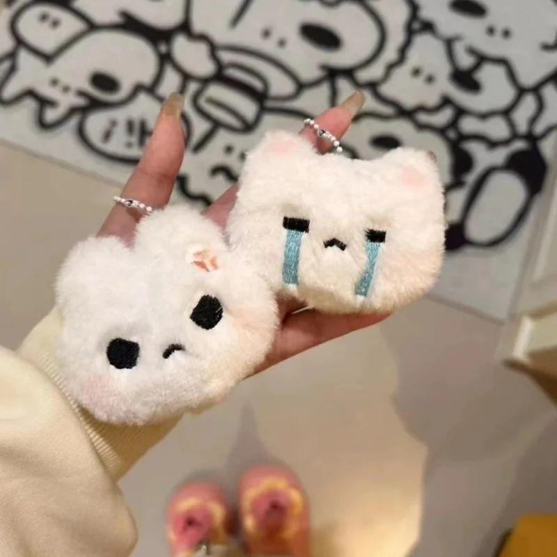 Cute Plush Sweet Bunny Rabbit Keychain Y2K Creative Stuffed Animal Toy Key Chains Student School Bag Pendant Car Keyring Gifts
