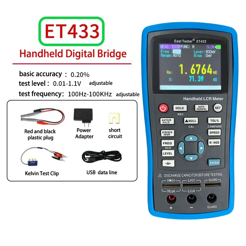 East Tester ET433 Handheld LCR Digital Bridge Capacitance Inductance Resistance Test Tools Digital Display Screen 2