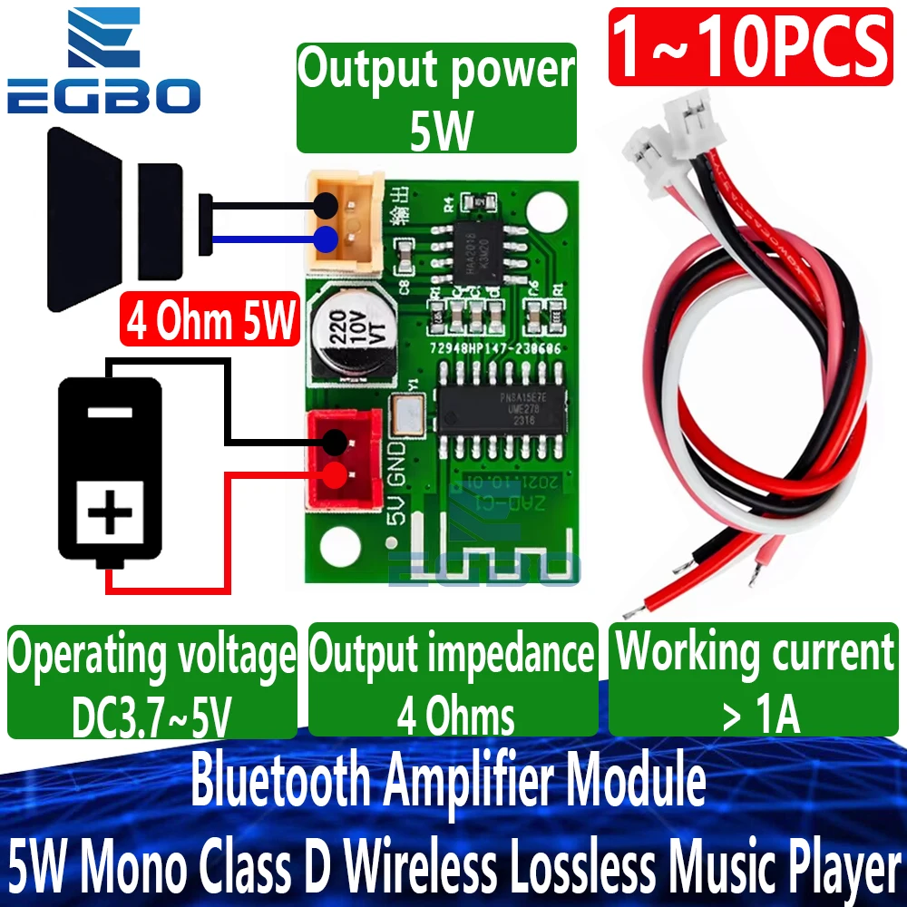 1 ~ 10PCS EGBO 5V Bluetooth Verstärker Modul 5W Mono Klasse D Drahtlose Verlustfreie Musik Player digitale Power Verstärker Fertig Bord